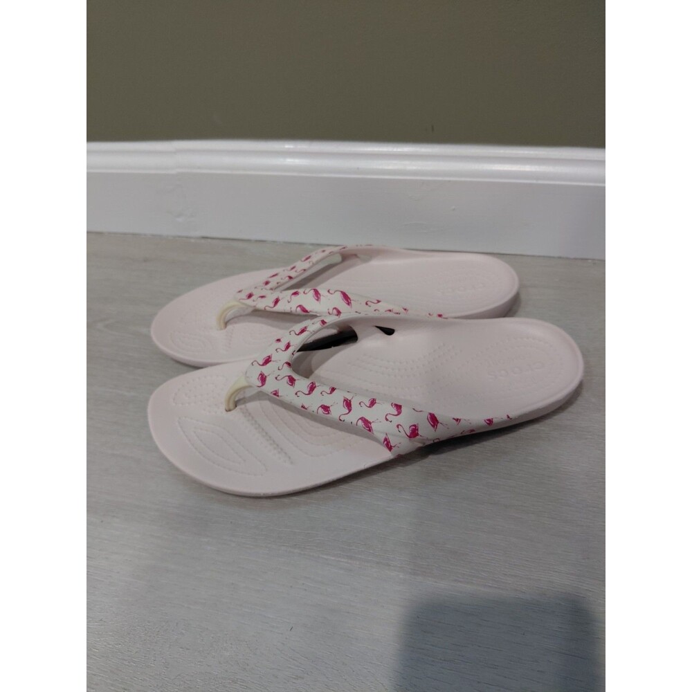 Crocs Womens Kadee Graphic Light Pink Flamingo Sandals Women Size 9